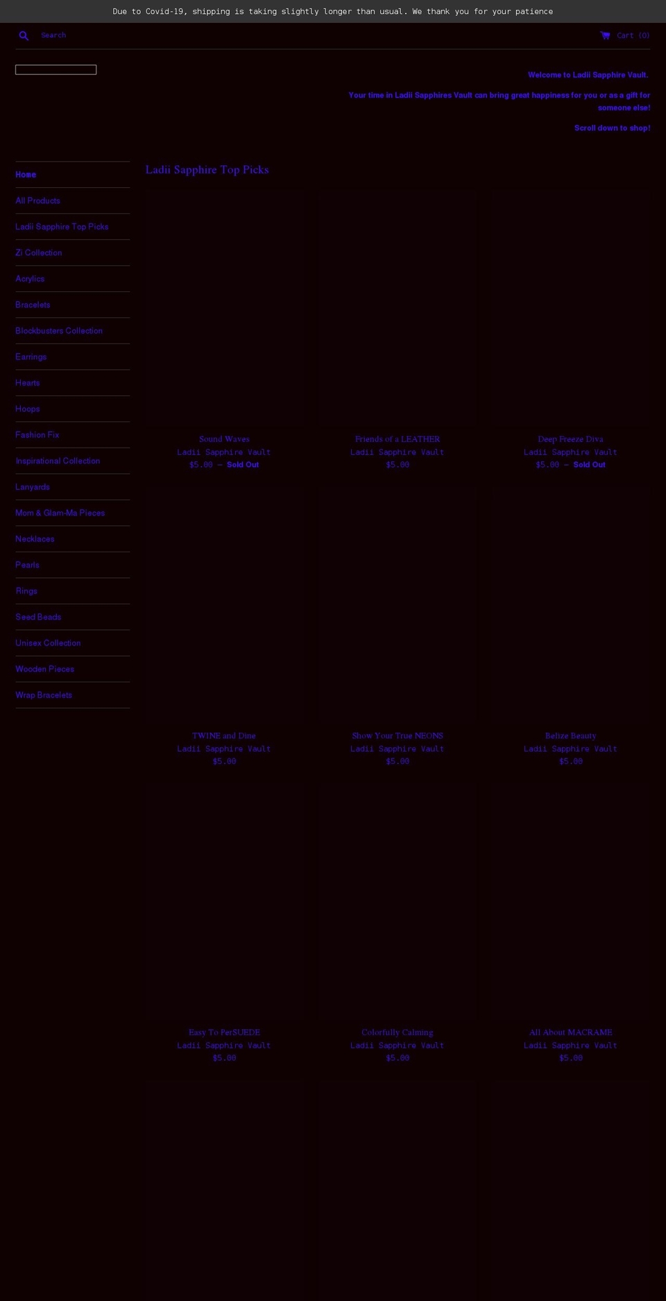 ladiisapphirevault.com shopify website screenshot