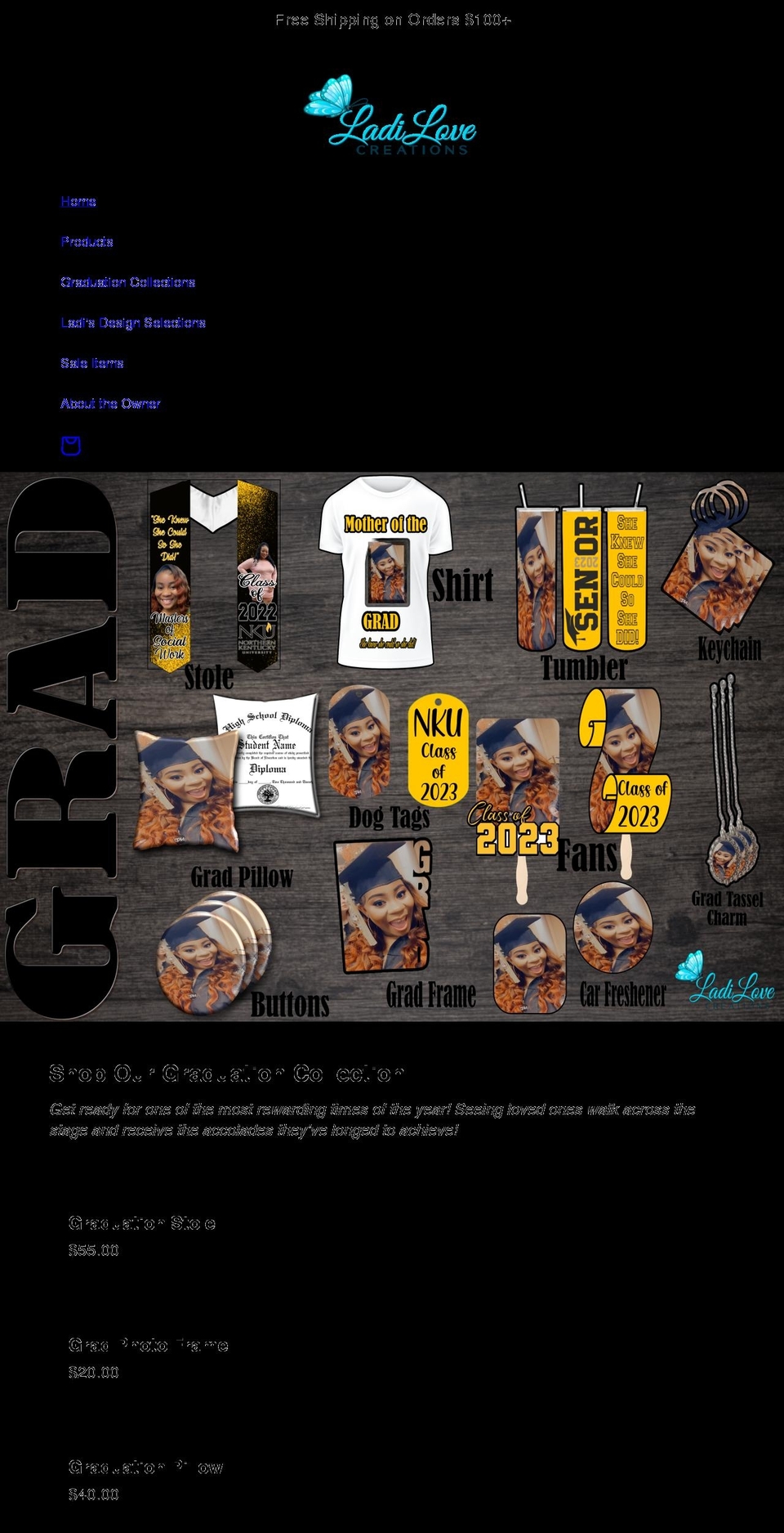 ladilovecreations.com shopify website screenshot