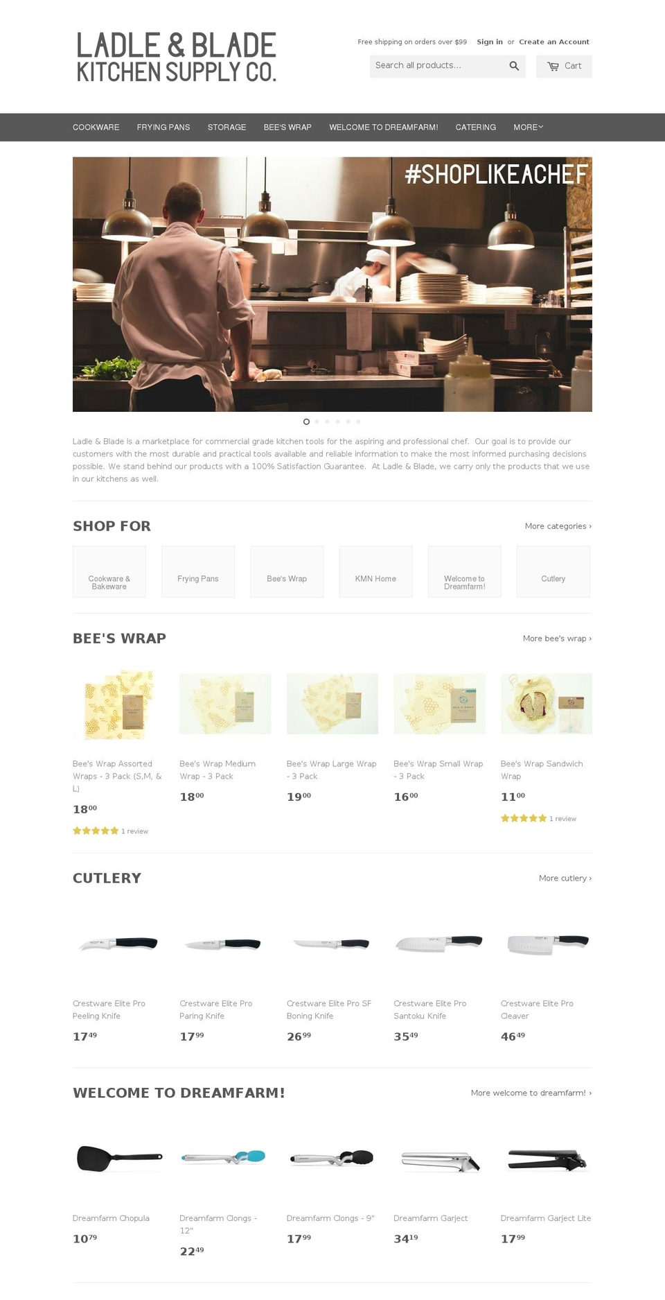 ladleandblade.com shopify website screenshot