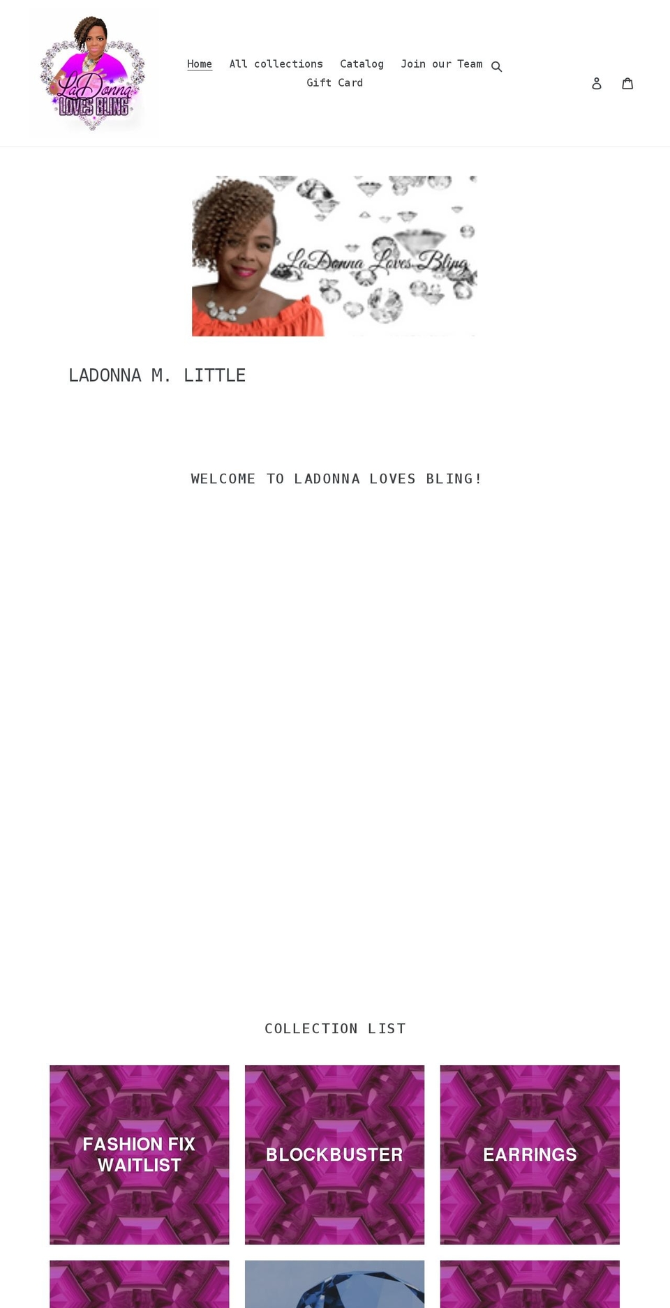 ladonnalovesbling.net shopify website screenshot