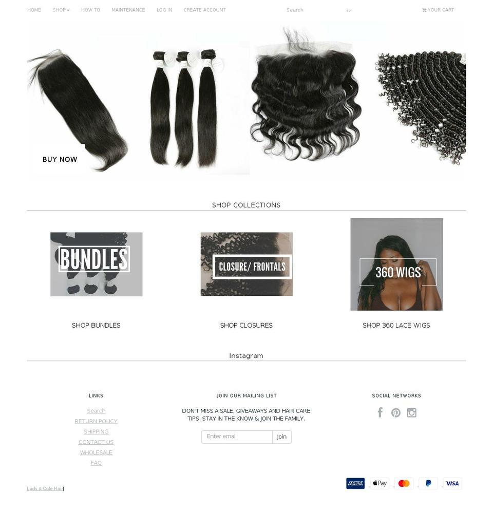 ladsandcolehair.com shopify website screenshot