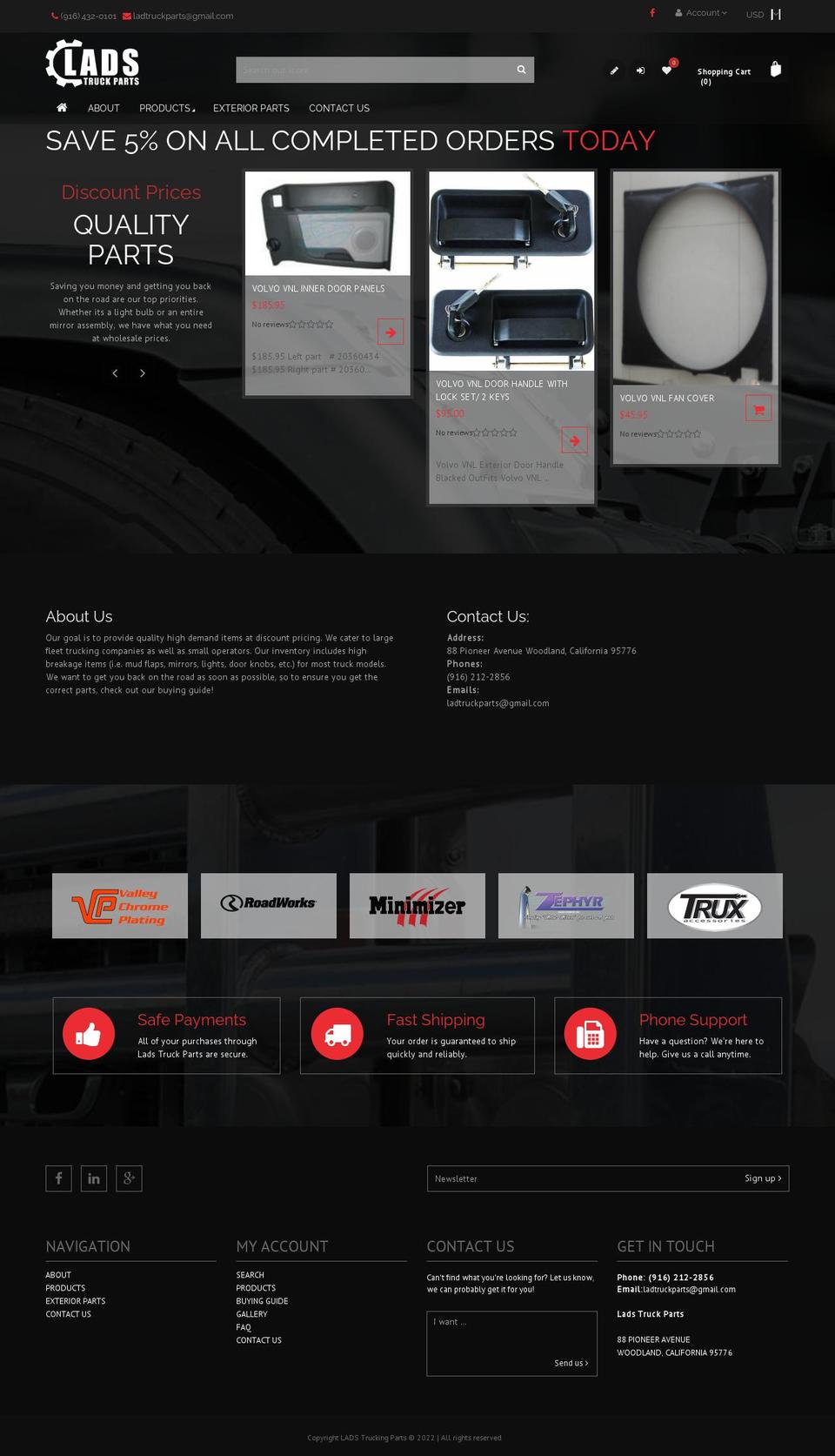 ladstruckparts.com — Shopify storefront screenshot