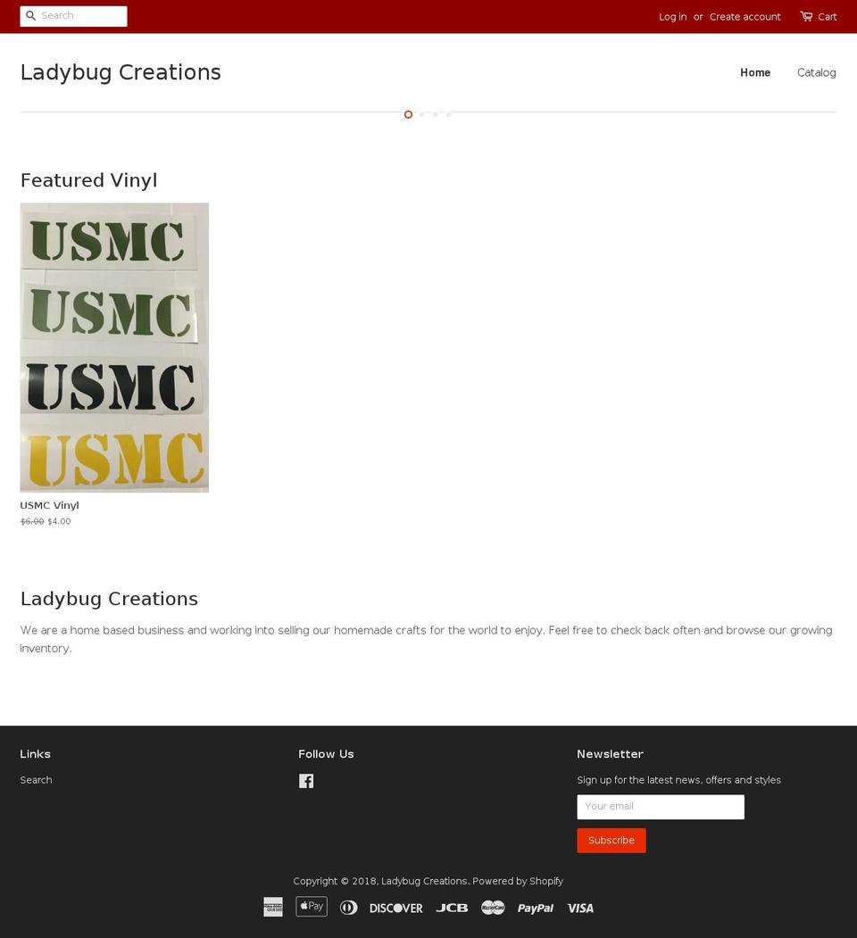 lady-bugcreations.com — Shopify storefront screenshot