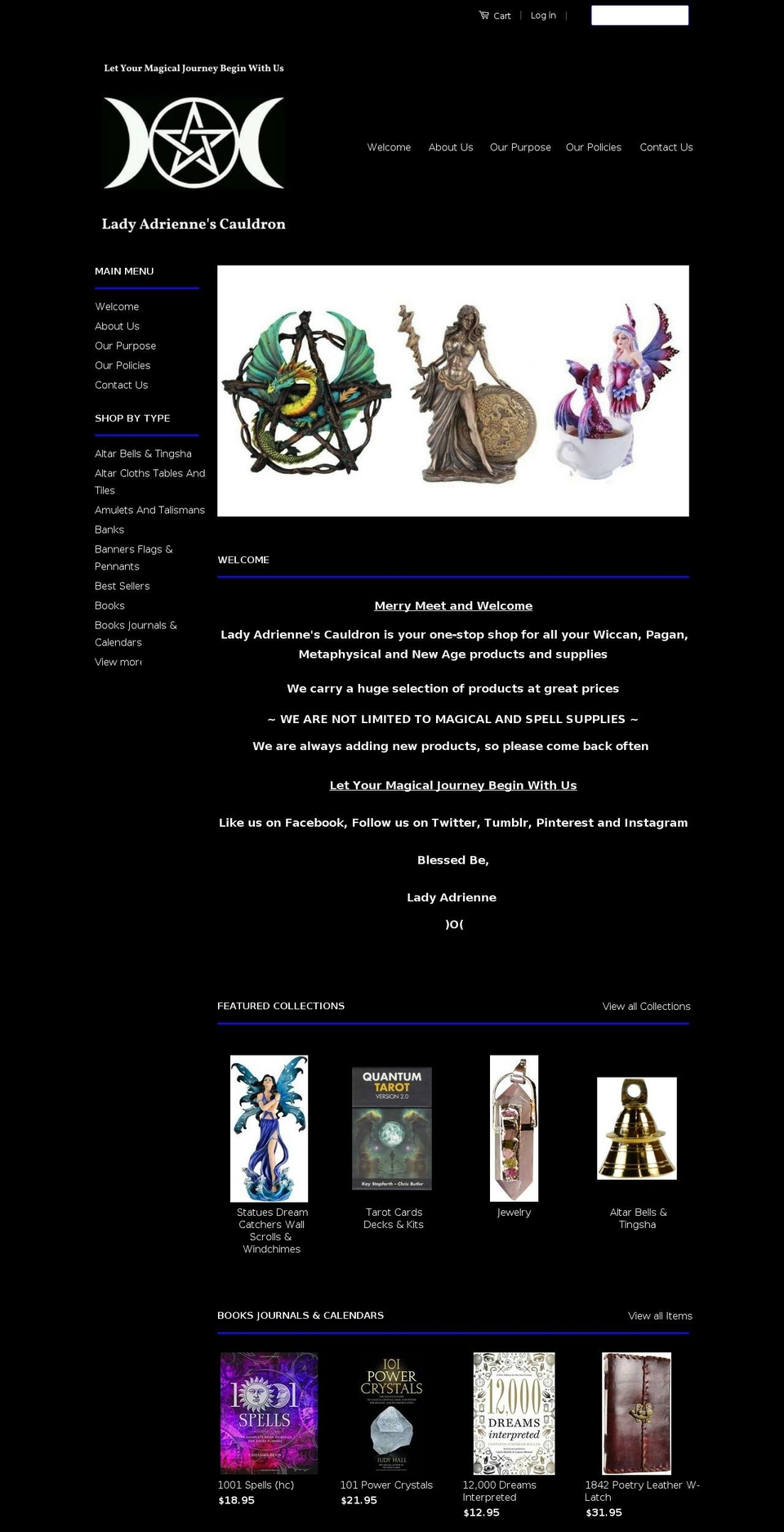 ladyadriennescauldron.com shopify website screenshot