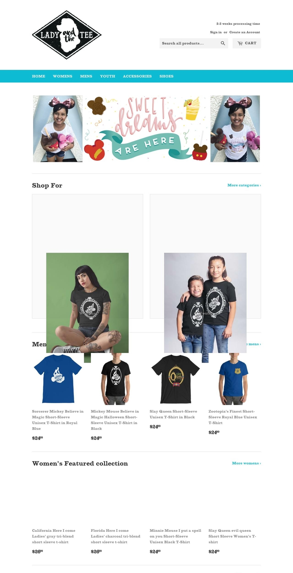 ladyandthetee.com — Shopify storefront screenshot