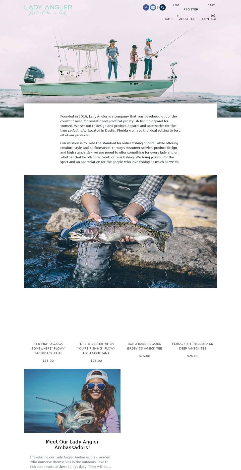 ladyanglersports.org shopify website screenshot