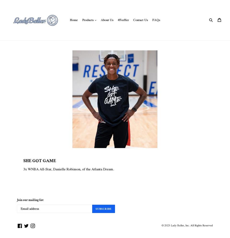 ladyballer.store shopify website screenshot