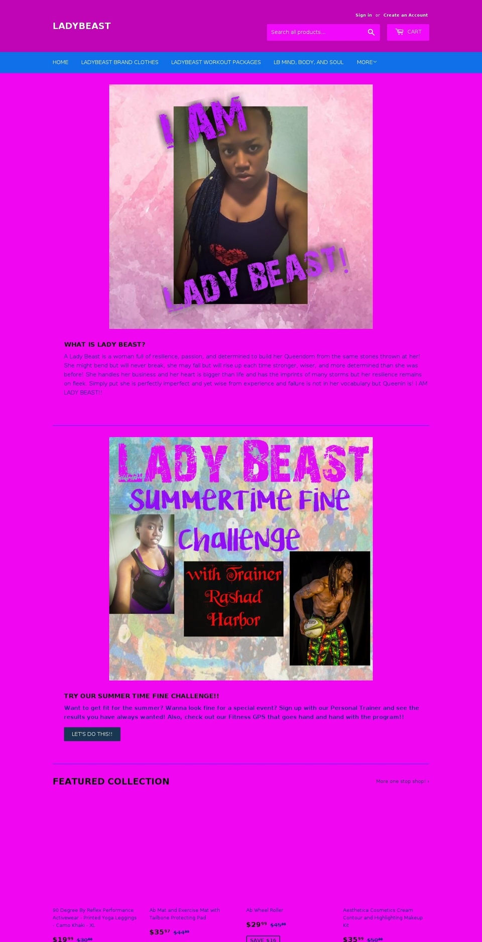 ladybeastgear.com shopify website screenshot