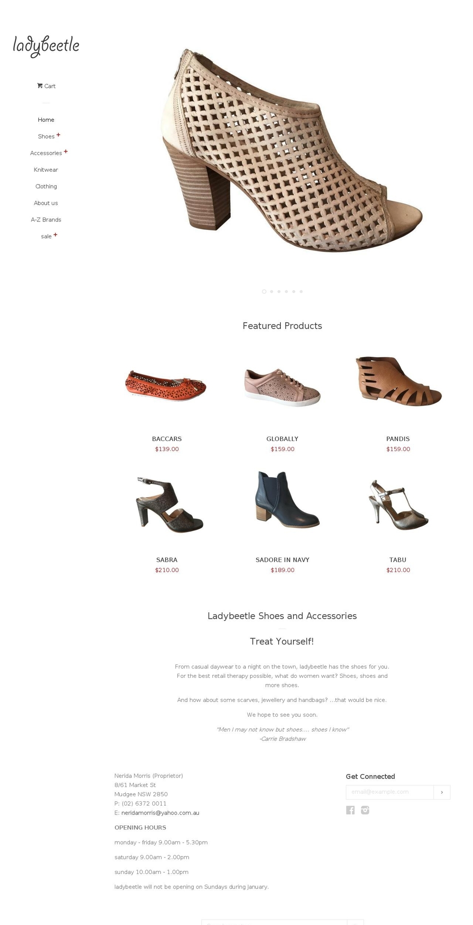 ladybeetleshoes.com.au shopify website screenshot