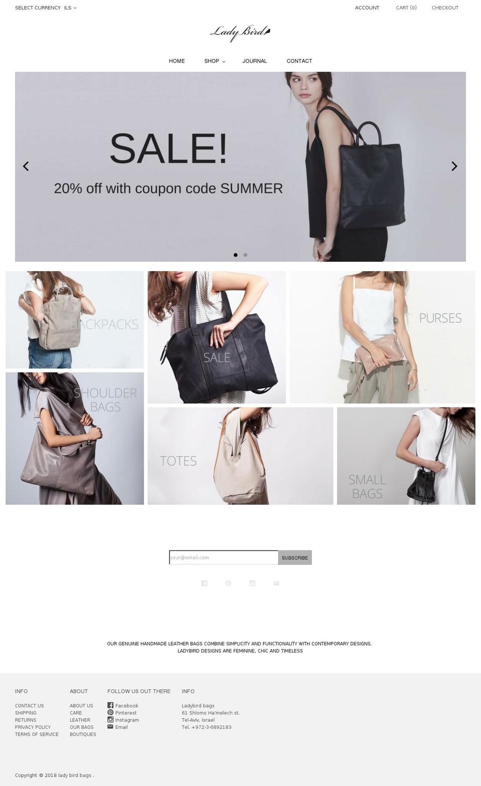 ladybirdbags.com shopify website screenshot