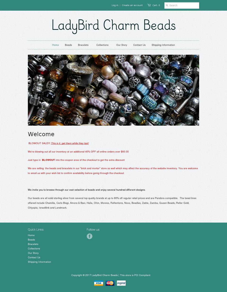 Copy of Minimal Shopify theme site example ladybirdcharmbeads.com
