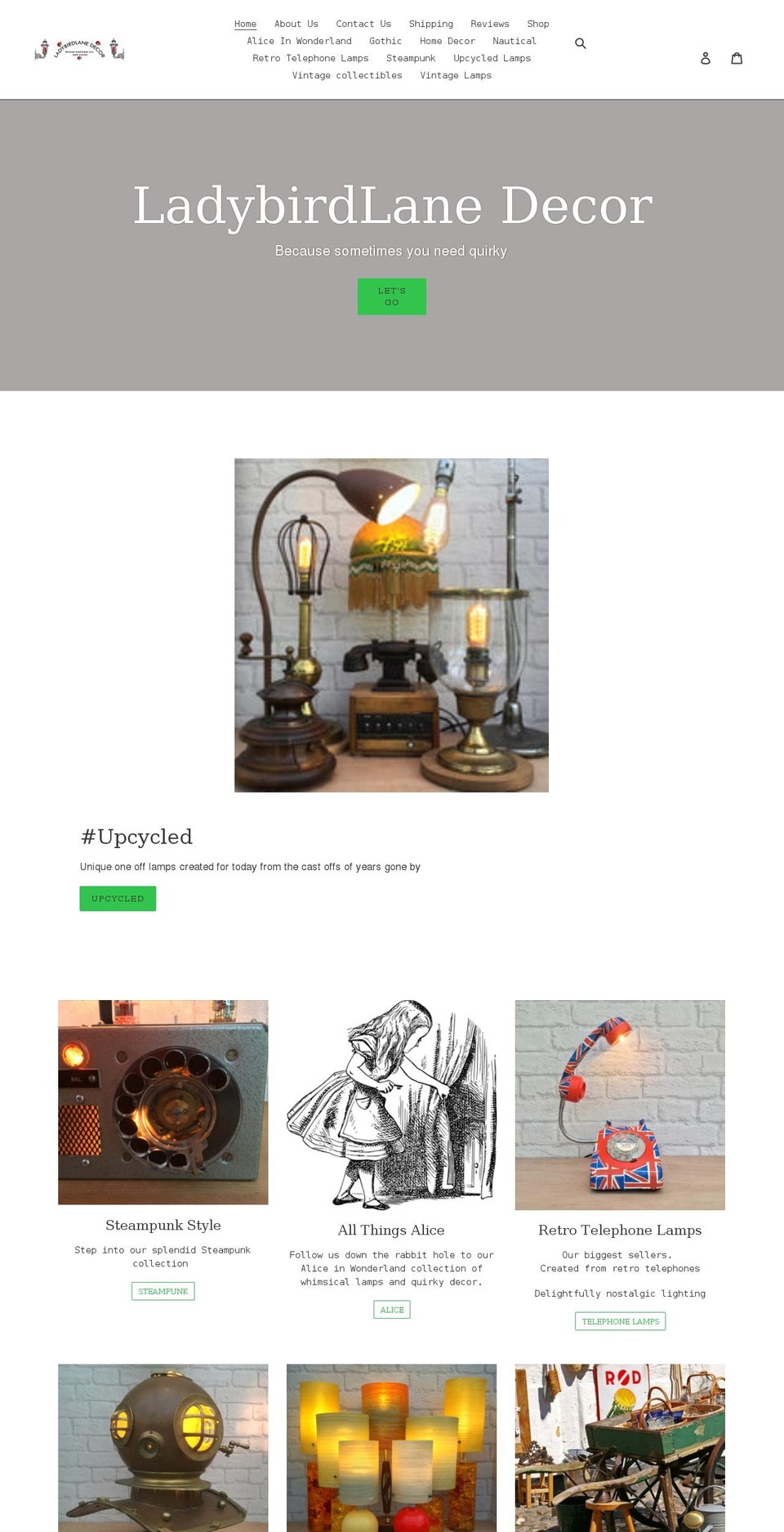 ladybirdlanedecor.com shopify website screenshot