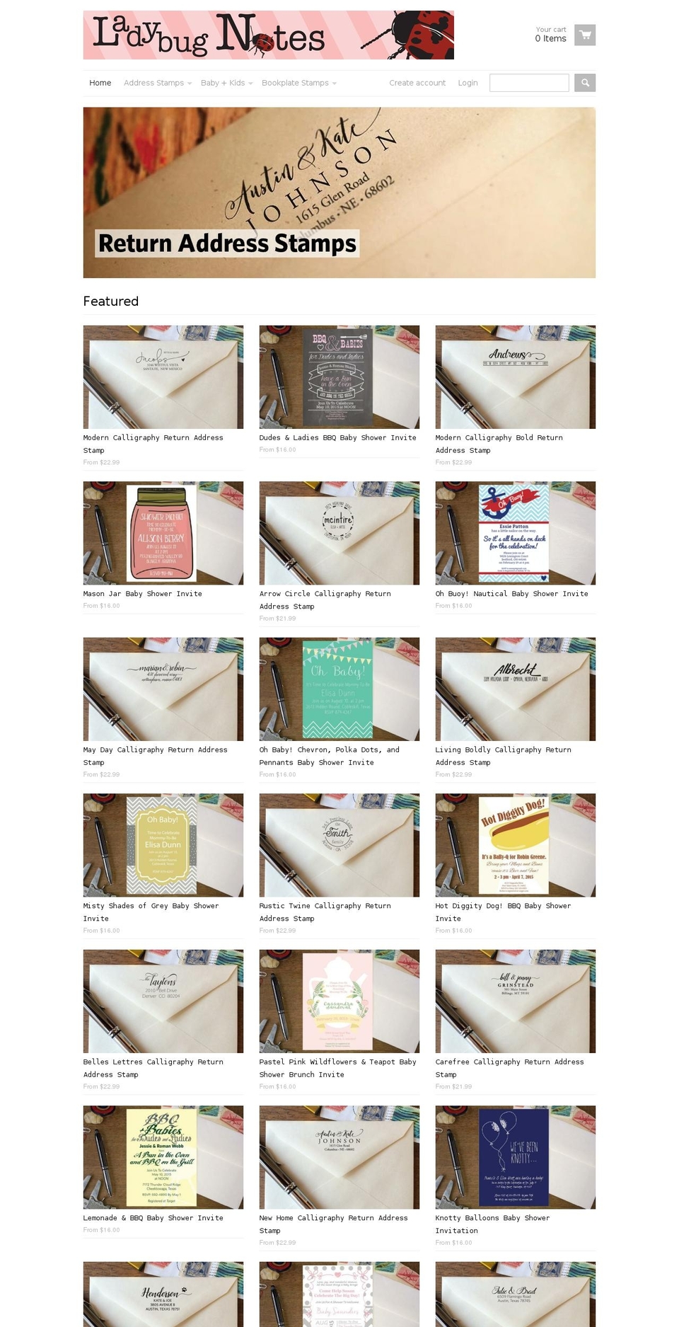 ladybugnotes.com shopify website screenshot