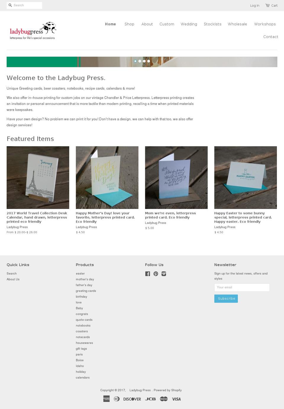 ladybugpress.com shopify website screenshot