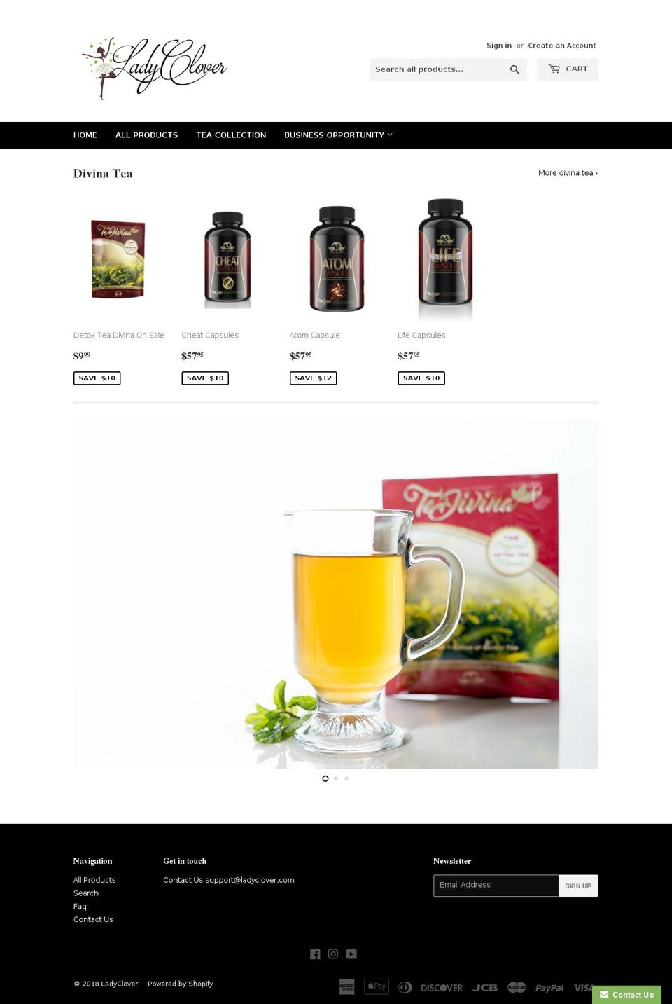 ladyclover.com — Shopify storefront screenshot