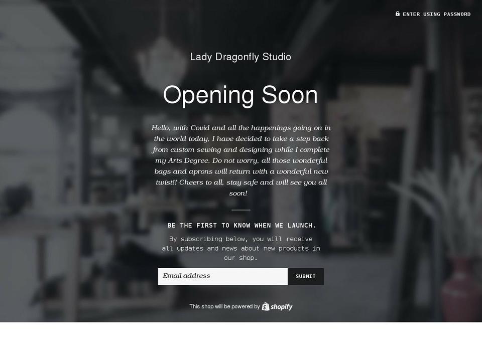 ladydragonflystudio.com shopify website screenshot