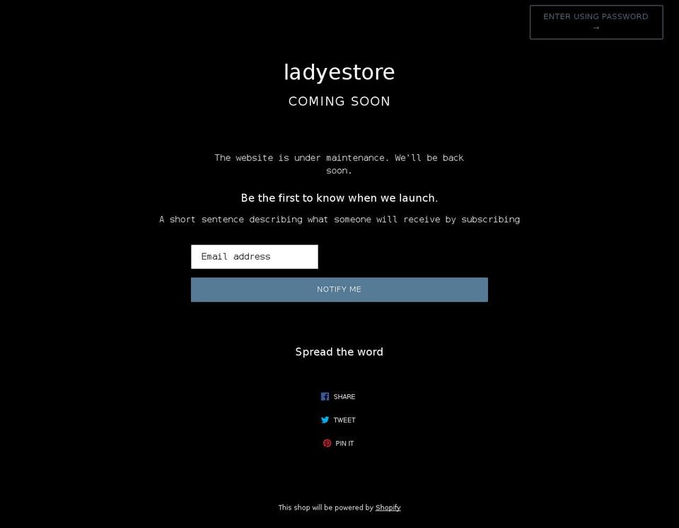 ladyestore.myshopify.com shopify website screenshot
