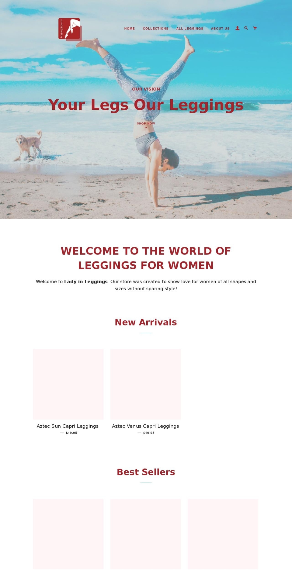 ladyinleggings.com — Shopify storefront screenshot