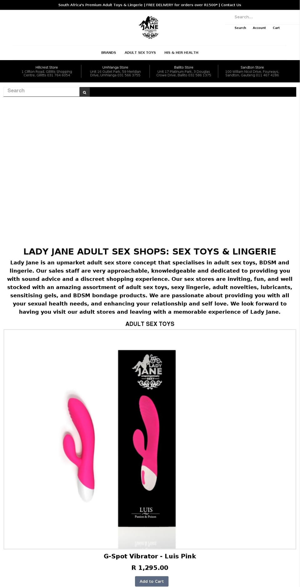 ladyjane.co.za shopify website screenshot