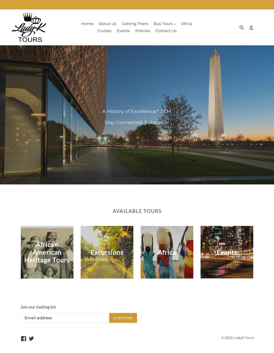 ladyktours.com — Shopify storefront screenshot