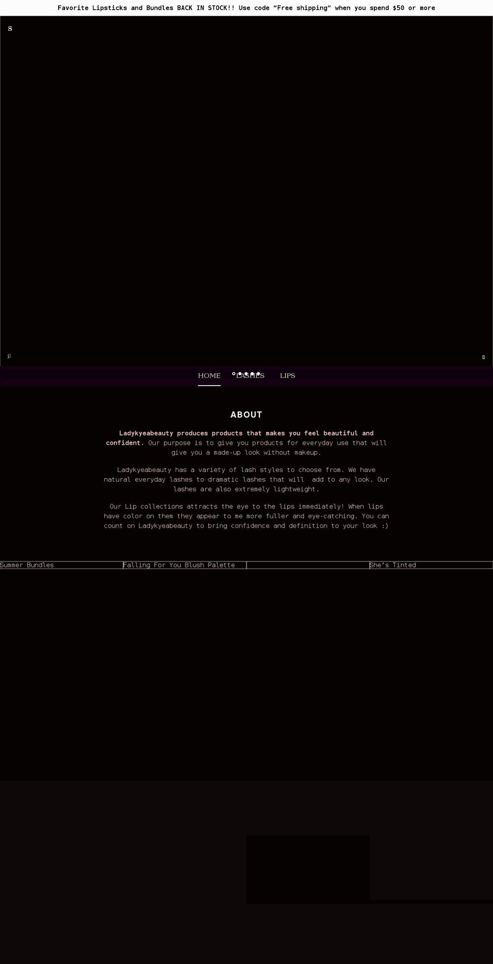 ladykyeabeauty.com shopify website screenshot