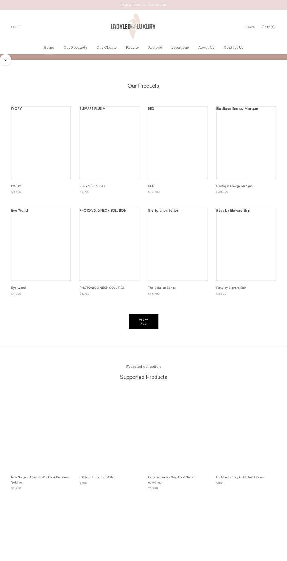 ladyledluxury.com shopify website screenshot