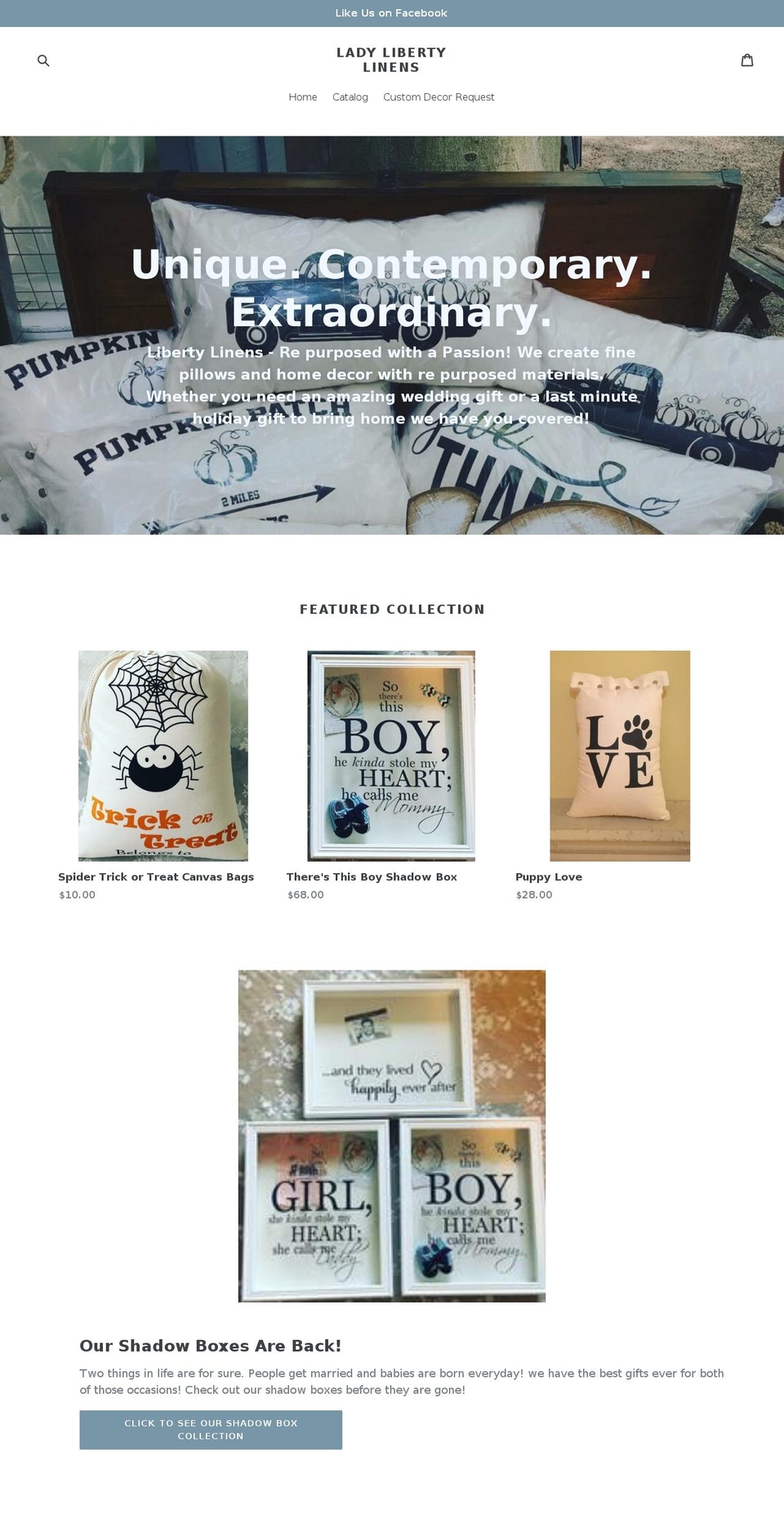 ladylibertylinens.com — Shopify storefront screenshot