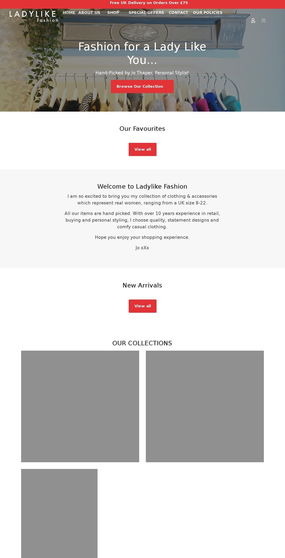 ladylikefashion.co.uk shopify website screenshot