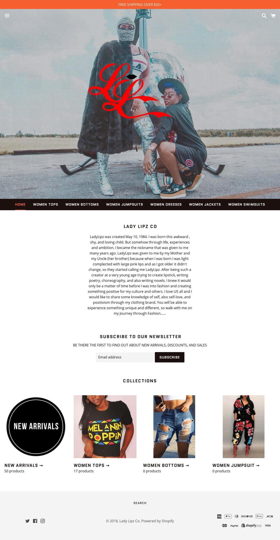 ladylipzco.com — Shopify storefront screenshot