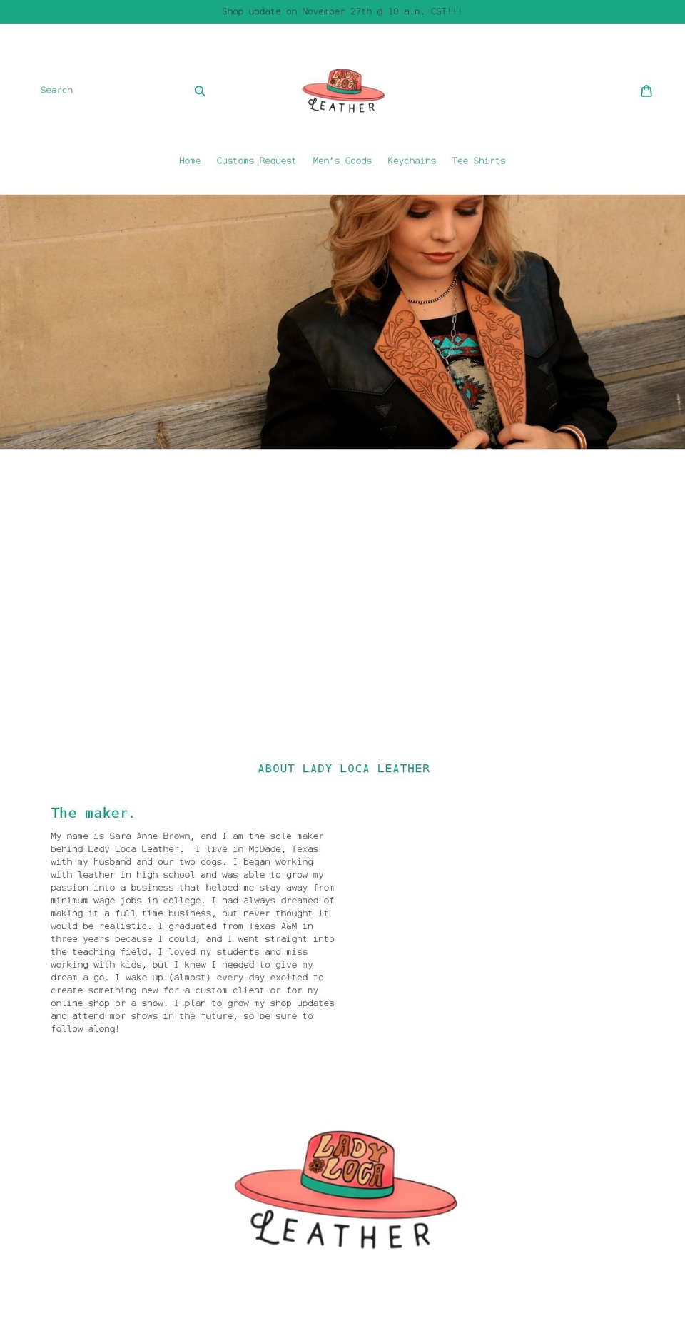 ladylocaleather.com shopify website screenshot