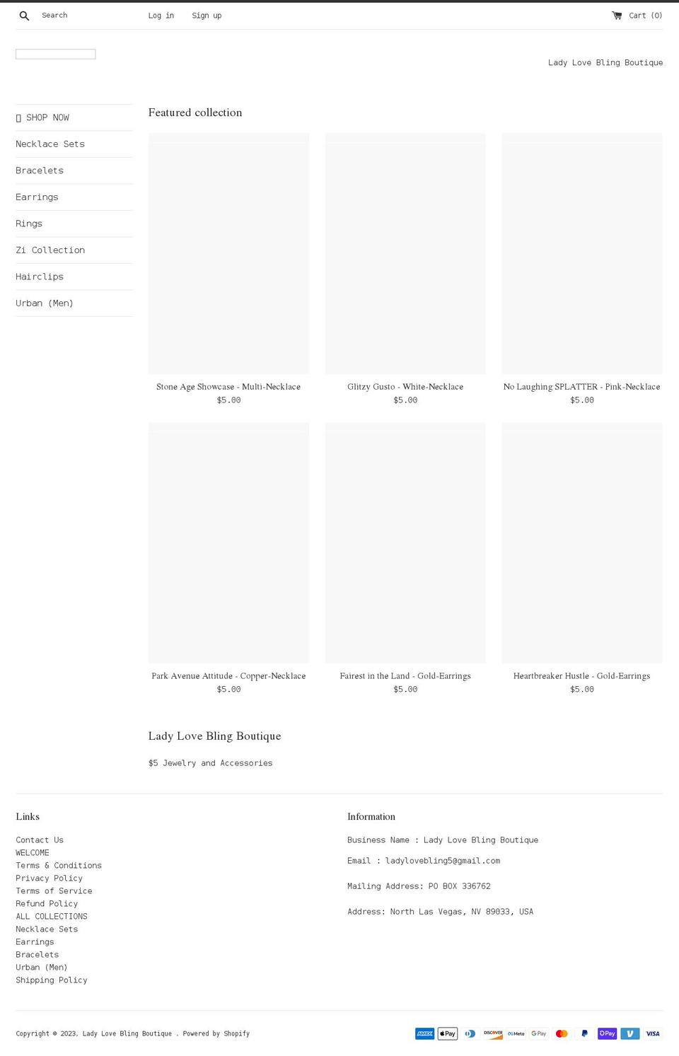 ladylovebling.com shopify website screenshot