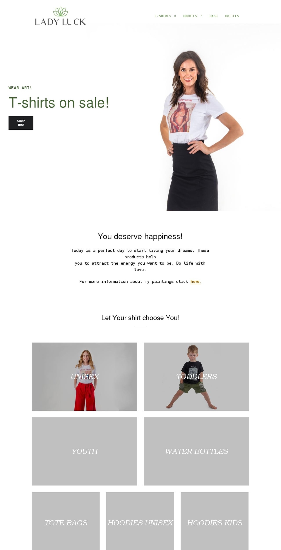 ladyluckshop.com shopify website screenshot