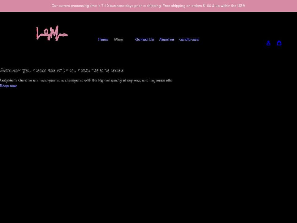 ladymariecandles.com shopify website screenshot