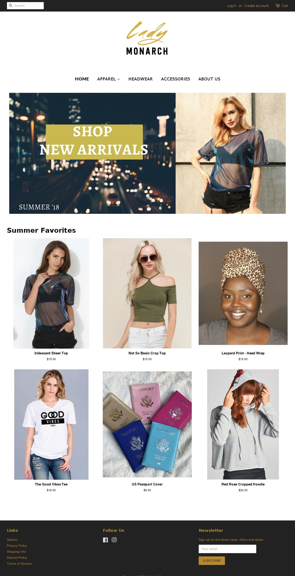 ladymonarch.com — Shopify storefront screenshot
