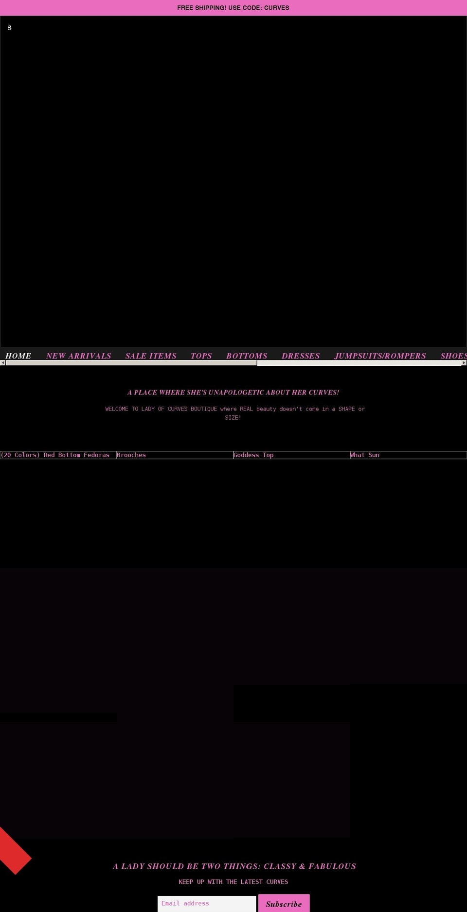 ladyofcurvesboutique.com shopify website screenshot
