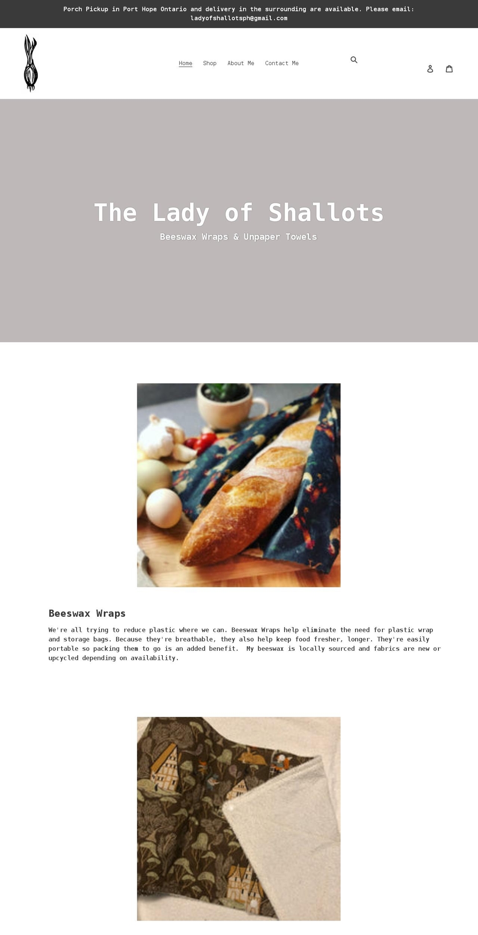 ladyofshallots.com shopify website screenshot