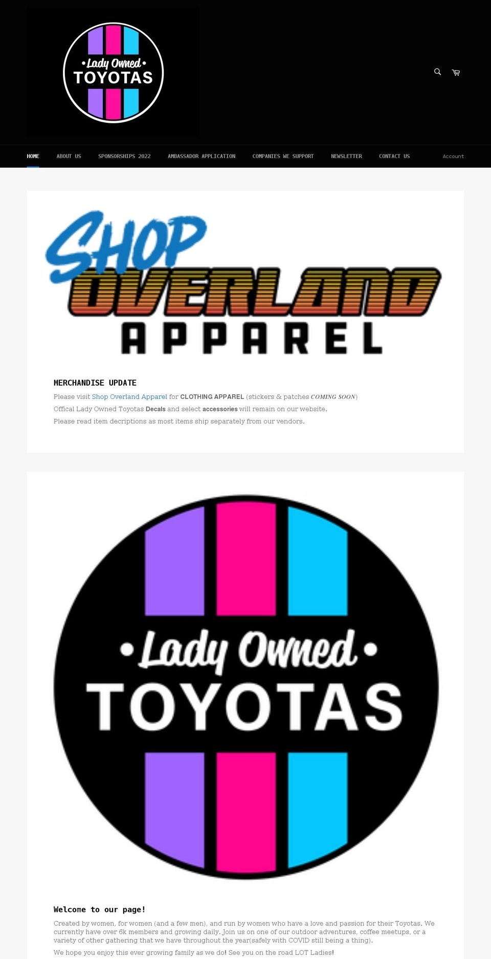 ladyownedtoyotas.com shopify website screenshot