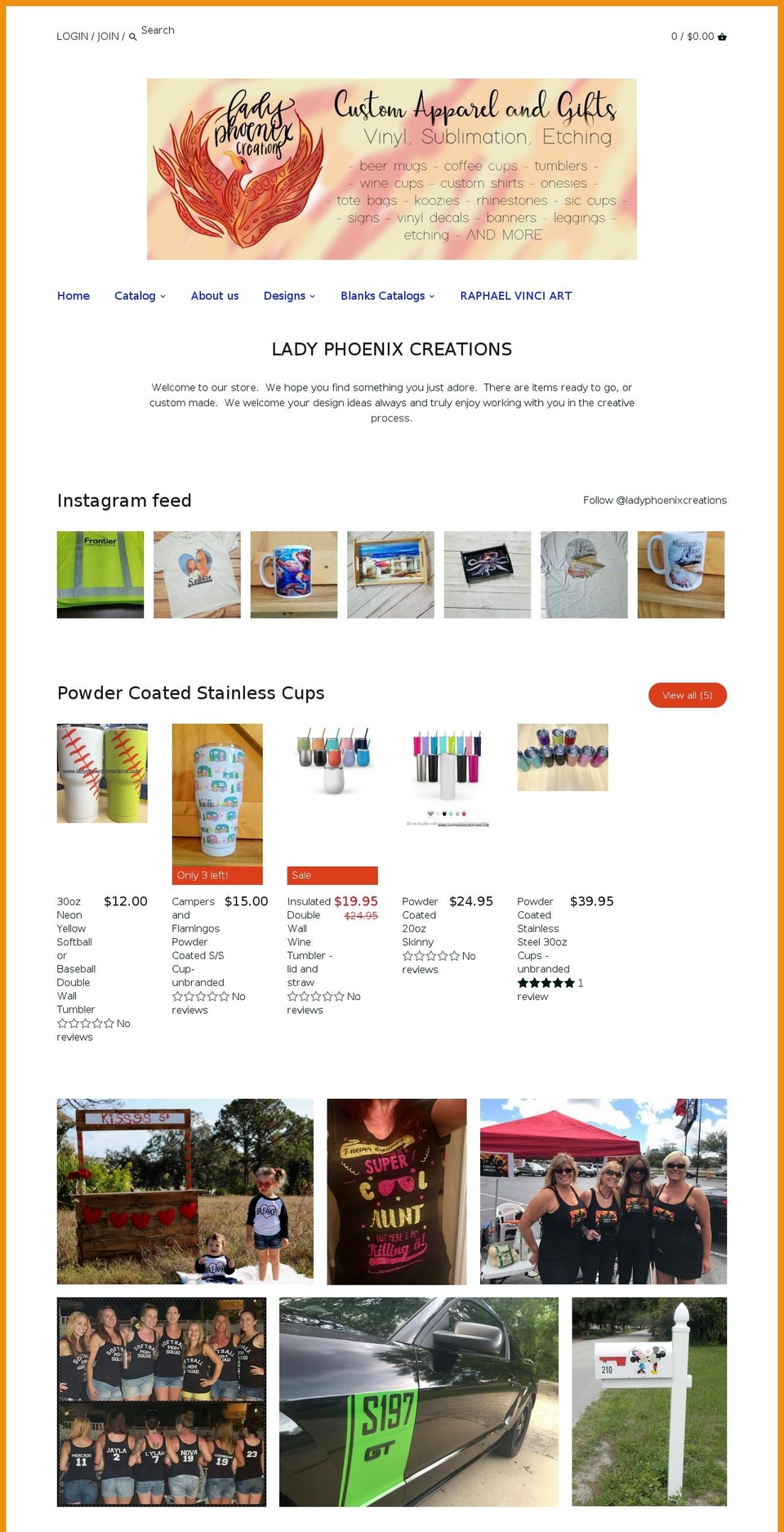 ladyphoenixcreations.com shopify website screenshot