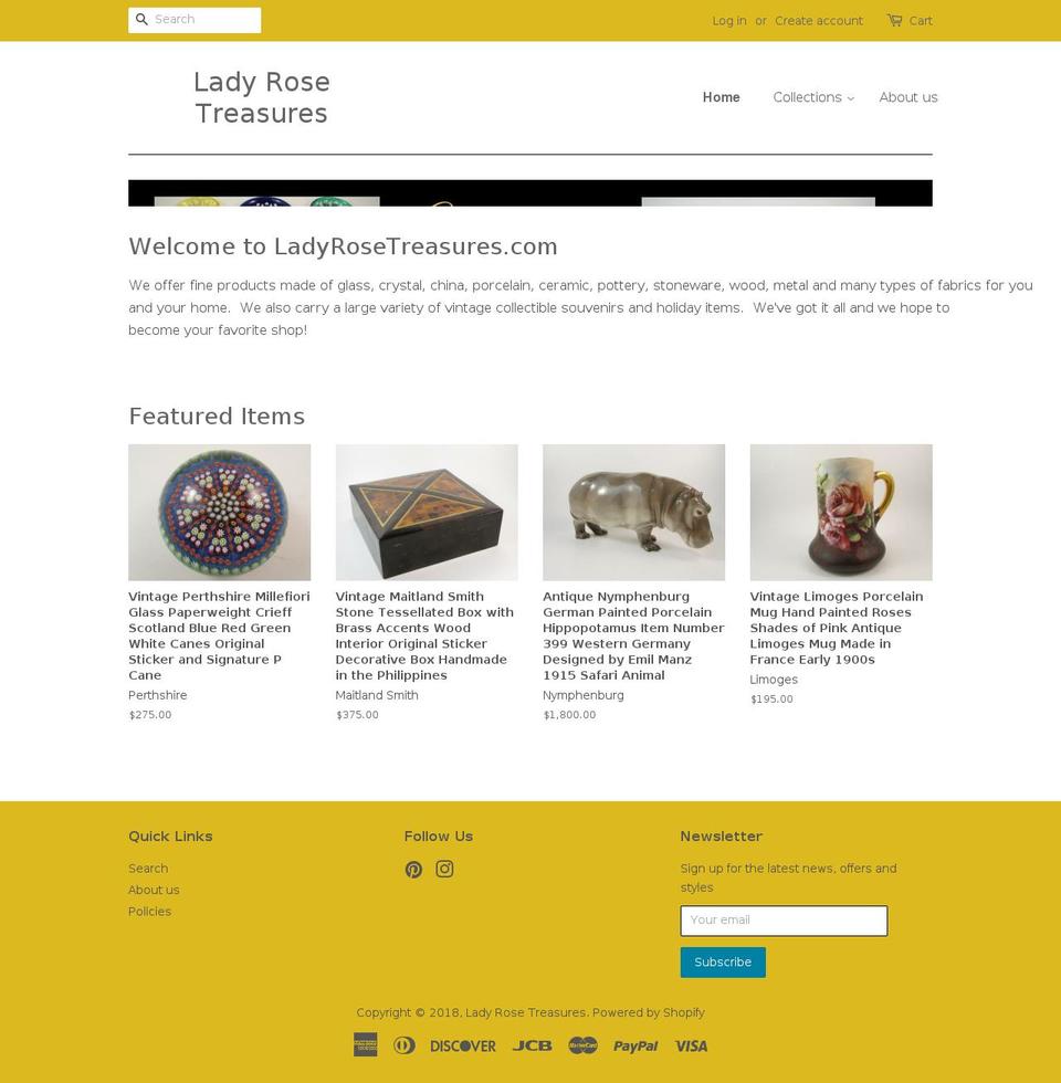 ladyrosetreasures.com — Shopify storefront screenshot