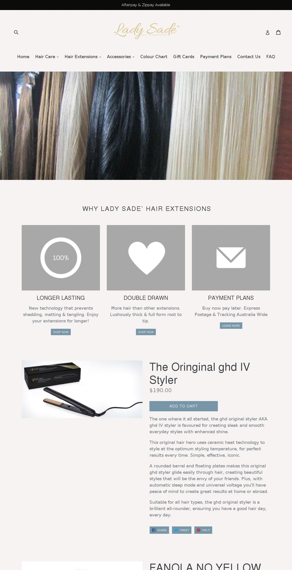 ladysadehair.com — Shopify storefront screenshot