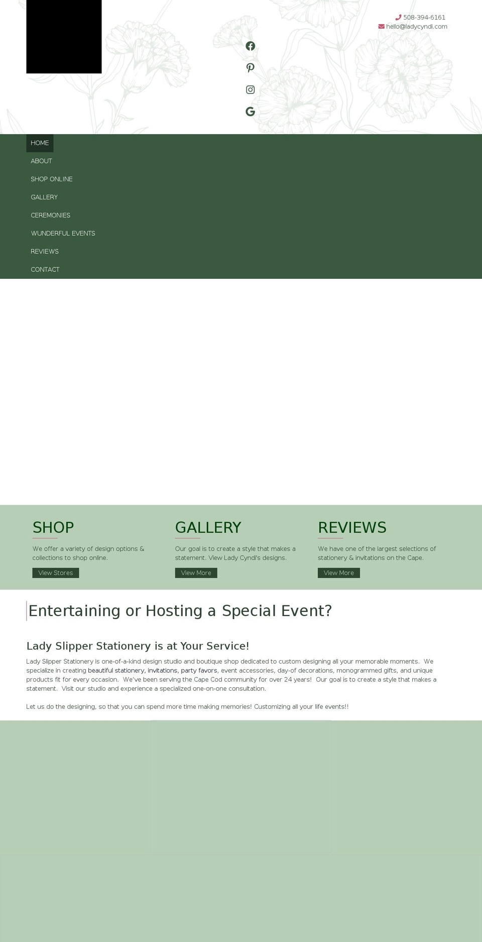 ladyslipperstationery.com shopify website screenshot