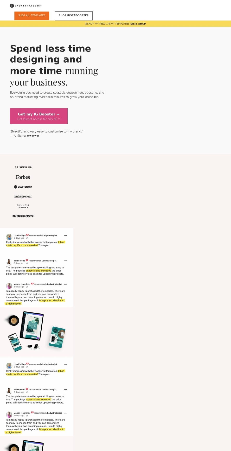 ladystrategist.com shopify website screenshot