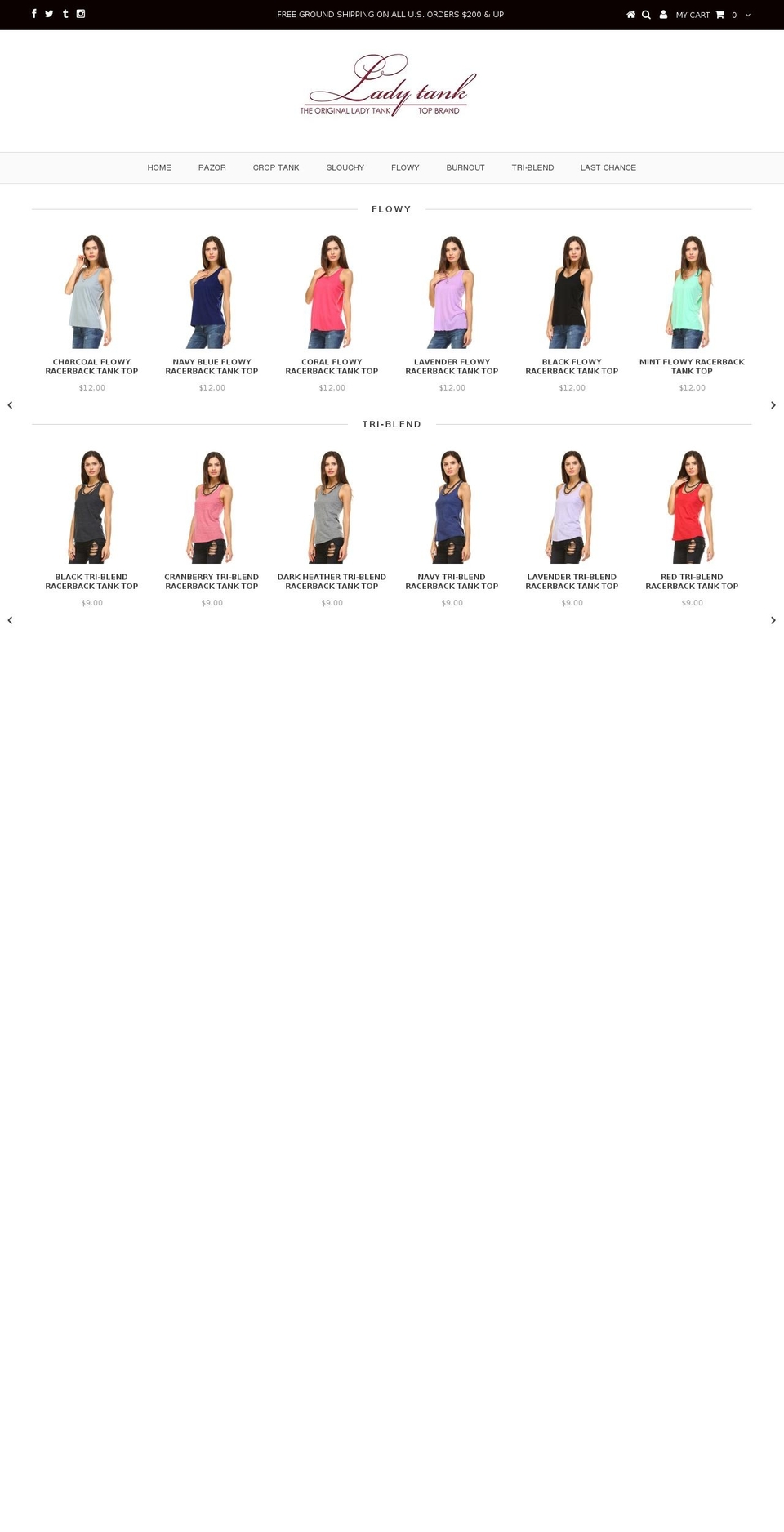 ladytanks.com — Shopify storefront screenshot