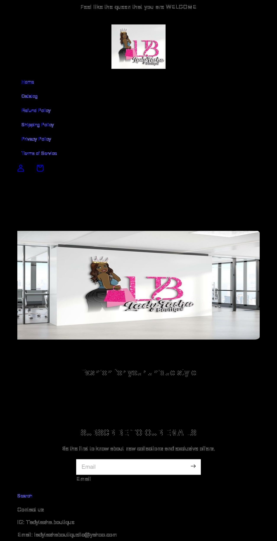 ladytashaboutique.com shopify website screenshot