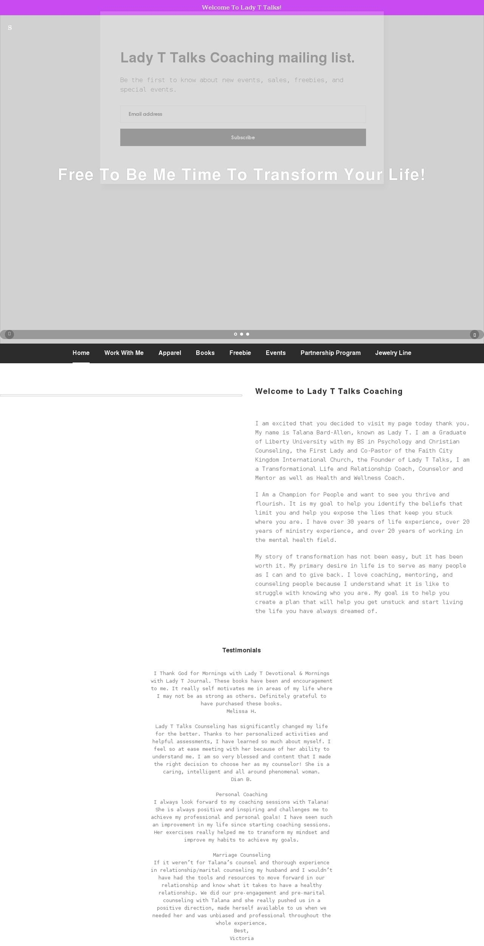 ladyttalks.com shopify website screenshot