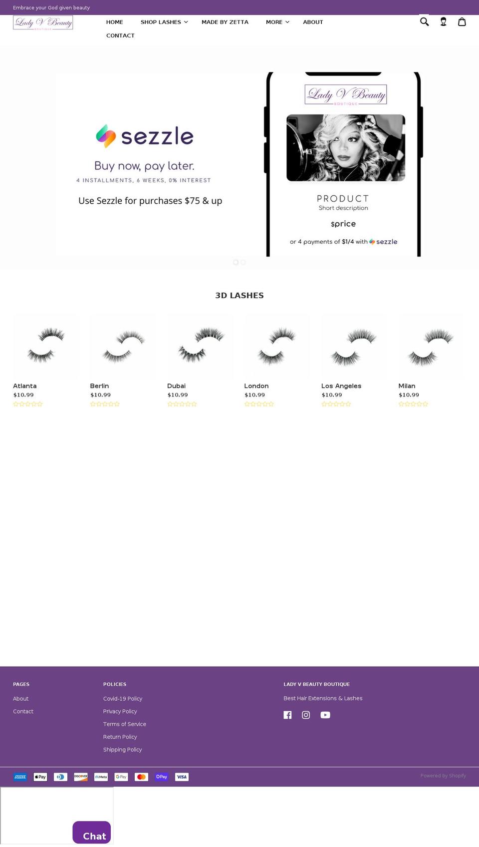 Dropship-beauty--theme with Installments message Shopify theme site example ladyvbeautyboutique.com