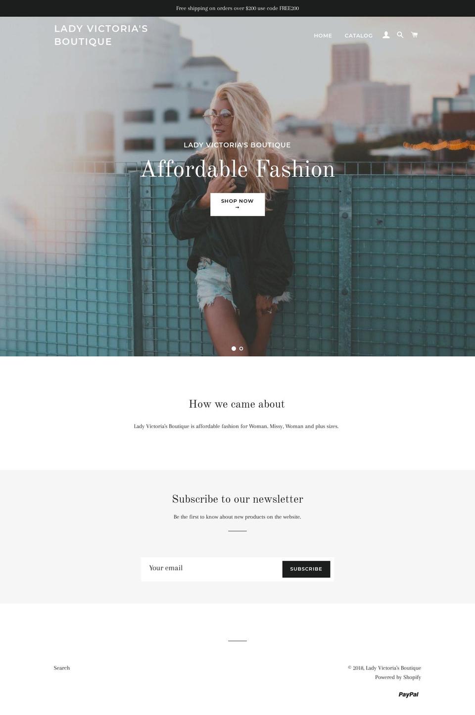 ladyvictoriasboutique.com — Shopify storefront screenshot