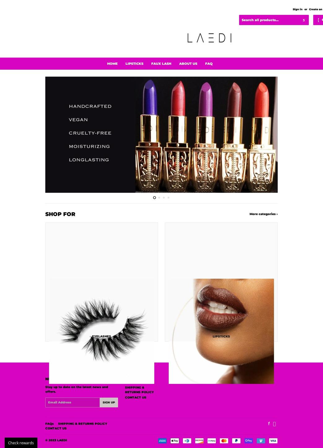 laedicosmetics.com — Shopify storefront screenshot