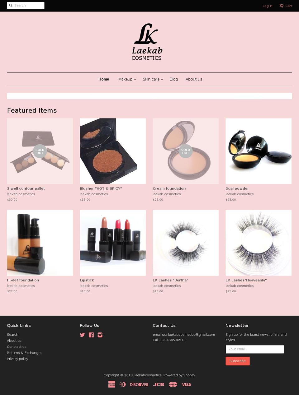 laekabcosmetics.com — Shopify storefront screenshot