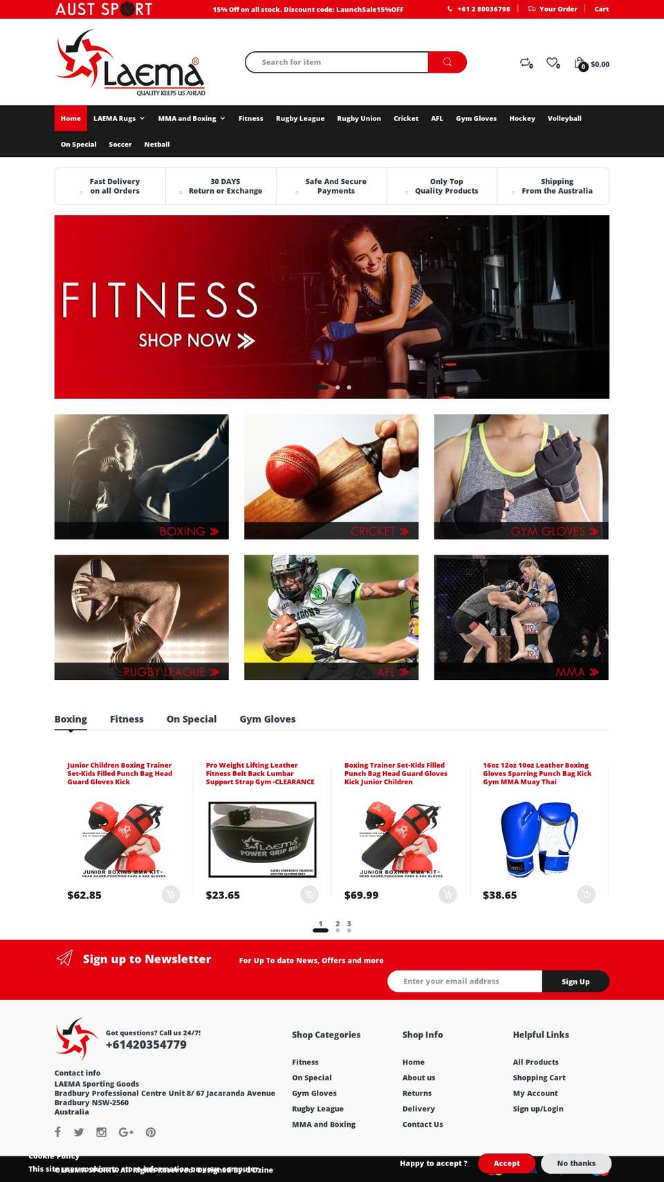 z-dzine Shopify theme site example laemasports.com.au